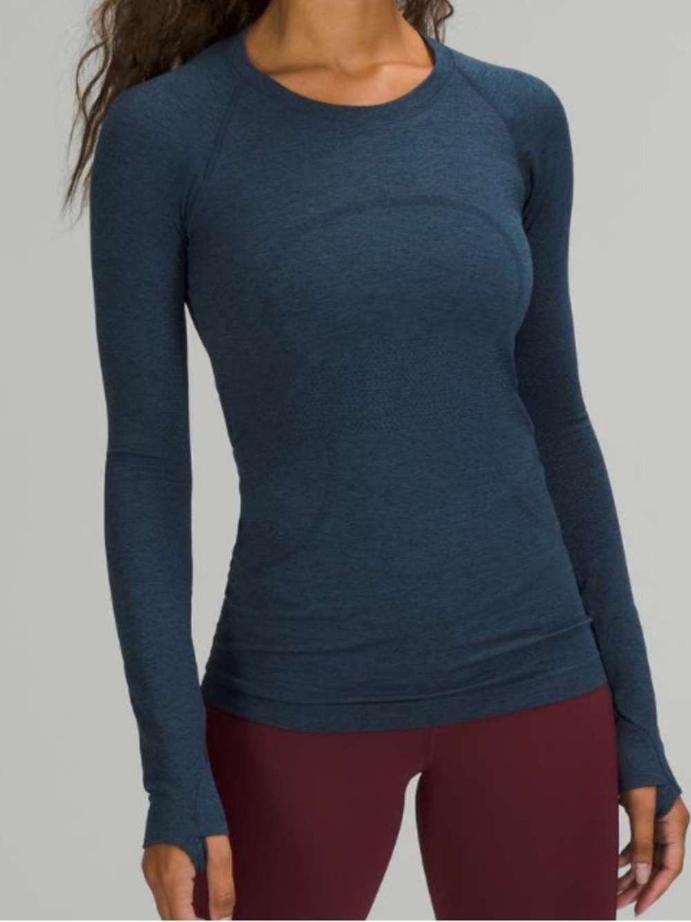 Lululemon Swiftly Tech Long Sleeve Shirt 2.0 True Navy / Iron Blue Heather 10